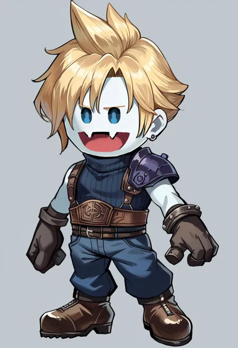 a cartoon drawing of a boy with blonde hair and blue eyes