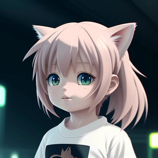 tiny cat girl kid, anime. award winning anime ,8k,hdr