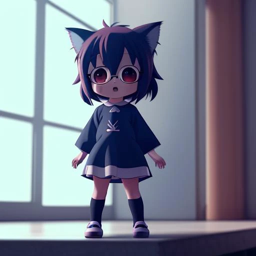 tiny cat girl kid, anime. award winning anime ,8k,hdr