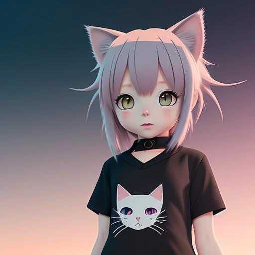 tiny cat girl kid, anime. award winning anime ,8k,hdr