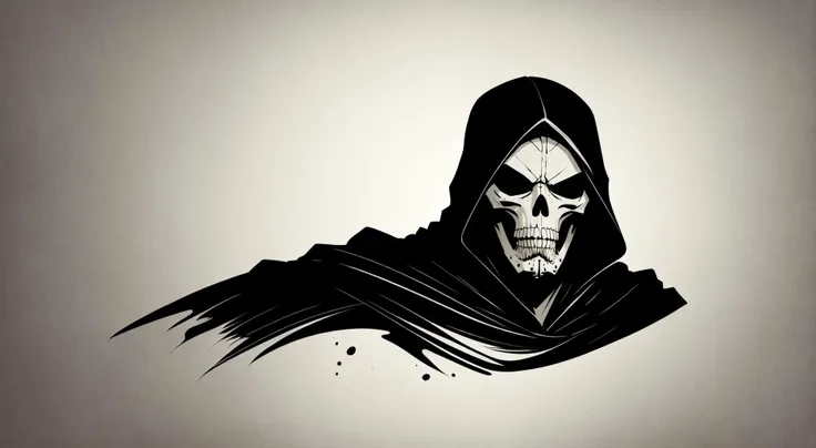 reaper,  man, tough, intense, vector art by abigail larson , [:anime line art:0.2], crosshatch themed, epic splash art , abstrac...