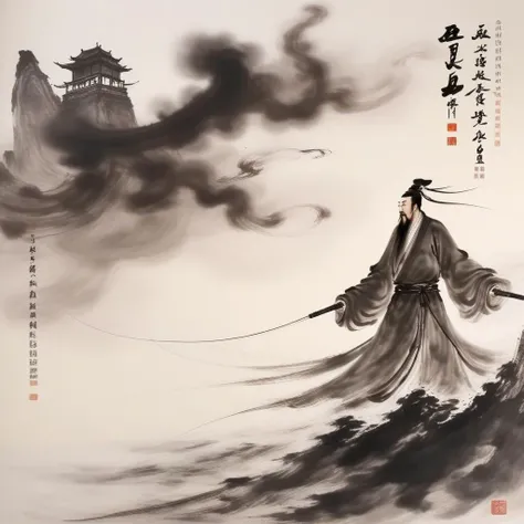 <lora:SDXL Ath_ink-paintingXL CF ink-painting:1>
ink-painting,
The ancient Chinese poet Li Bai stands on a battleship and directs its guns to fire.