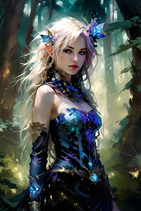 bioluminescent purple Elf,unimaginable beauty,fabulous night forest,magical radiance,Concept art,depth of field,Raw photo,cinematic lighting,soft shadows,sharp focus,fractal art,colorful,depth of field,best quality,16k resolution,vivid colors,volumetric li...