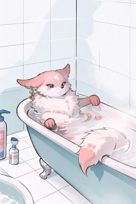 there is a cat that is sitting in a bathtub