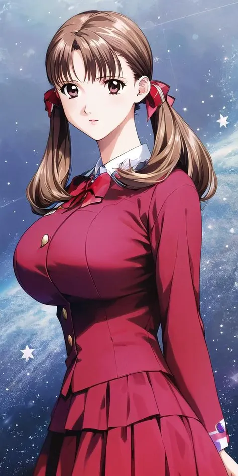 <lora:ayanav4:.7> fujisawa_ayana, huge_breasts, standing, solo, starry_sky, skirt_suit,, masterpiece, best_quality, detailed_fac...