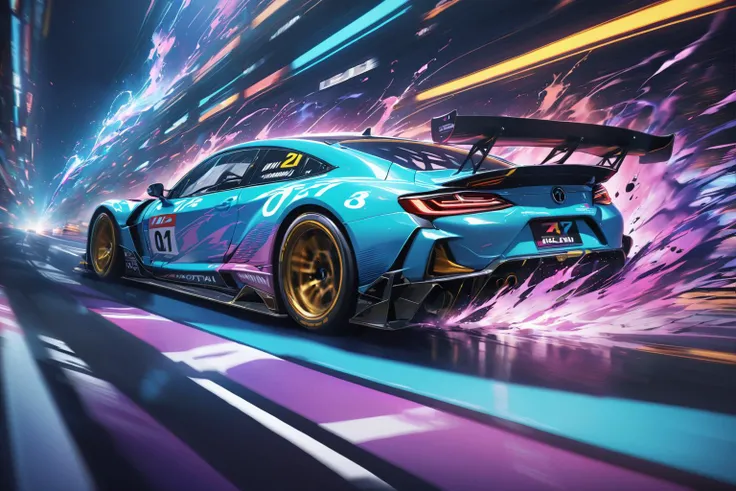 a creative website, hyperdetailed, high quality, ultra detailed, intricate details, , Motorsport theme, Afterglow, car traveling at very high speed, (Metropolitan Highway at night, high quality: 1.1), purple smoke, Ultra-fast motion blur, cinematic shot, B...