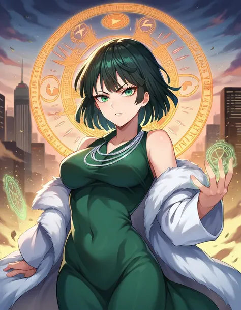 score_9, score_8_up, score_7_up, source_anime,
fubuki, <lora:opm-fubuki-ponyxl-lora-nochekaiser:1>,
fubuki, black hair, green eyes, short hair,
black dress, dress, fur coat, high collar, jewelry, necklace, off shoulder, taut clothes, taut dress,
outdoors, ...