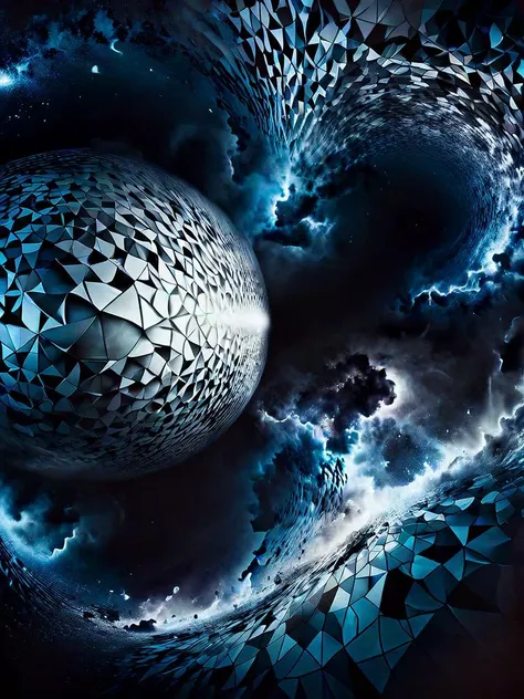 a close up of a sphere with a lot of blue stars