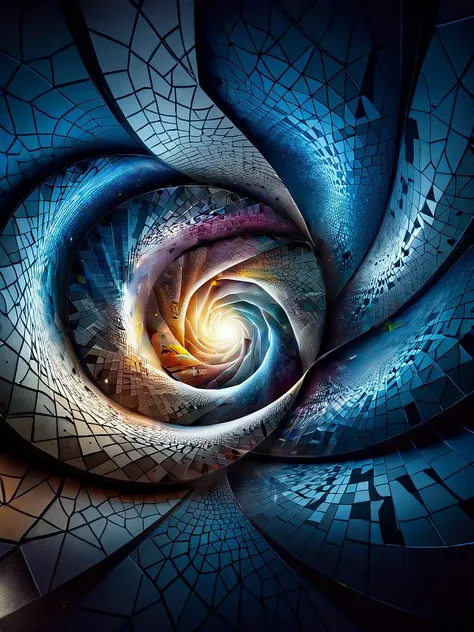 a spiral shaped abstract photograph of a blue and purple spiral