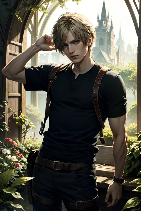 ((ultra detailed, masterpiece, best quality))
 <lora:RE4Leon:0.8>
RE4Leon, 1boy, solo, blonde hair, pose, secret garden, morning, soft and dreamy light in a hidden oasis