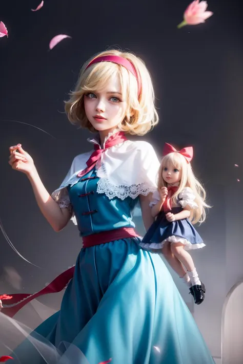 a close up of a doll with a doll doll in a dress