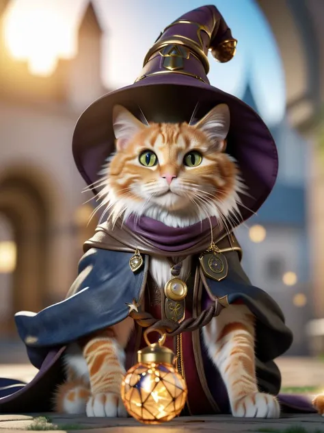 raw photo, photo:1.5, realistic:1.5, photorealistic:1.5, ultra highres, 8k, skin texture, realistic skin, detailed skin, extremely detailed, 8k wallpaper,
a cat, ((wizard outfit)), epic scene, dynamic camera, backlight, (close up:1.2), high quality photogr...