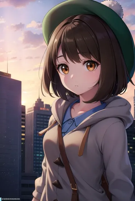 pokemongloria, <lyco:pokemongloria-lyco-nochekaiser:1>,
pokemongloria, (brown eyes:1.5), brown hair, medium hair, (small breasts:1.2),
BREAK cardigan, dress, green headwear, grey cardigan, hood, hood down, hooded cardigan, long sleeves, pink dress, short d...