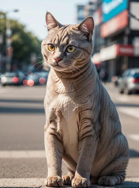 sci-fi, digital art, Rule of Thirds, robotic Burmese Cat, the Burmese Cat is dressed in cybernetics, its cybernetics is Gorgeous, It has racing stripes details on it, background, natural lighting, adobe lightroom