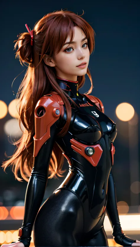 (best quality, masterpiece, colorful, dynamic angle, highest detailed)(Asuka Langley), upper body photo, fashion photography of cute red long hair girl (Asuka Langley), dressing high detailed Evangelion red suit (high resolution textures), in dynamic pose,...