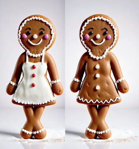 onoff, a female gingerbread woman cookie, wearing icing dress, frosting clothes, onoff <lora:OnoffXL_ExtraCrispy:1>