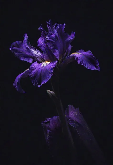 purple flower in a vase with water droplets on it