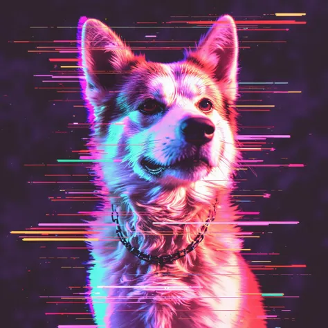 A glitched retro gl1tchc0re yujin akita inu dog smiling and you an your LoRA is blessed.<lora:fluxpersonasYujinLiz.safetensors:1.0:1.0> <lora:fluxestilosGlitchcore_Flux.safetensors:1.0:1.0>