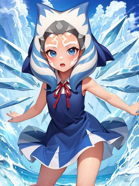 ahsoka_tano as cirno, toddler girl, blue hair,hair bow,convenient censoring, ice wings,skindentation, <lora:cirno:0.2><lora:ahsoka_tano:1>