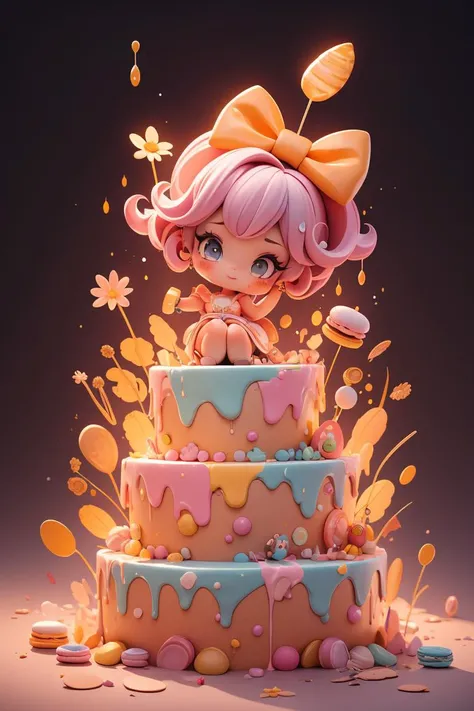 (Masterpiece, best quality:1.3),A little girl who steals cake,highly detailed,fantasy,chibi,hyperrealistic,photoreal:0.3,8k,candyland,dynamic,no humans,solo,faux traditional media,illustration,(honey river, honey, river),center frills,heels,(shiny),(detail...