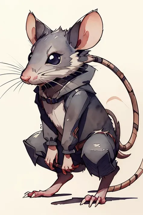 <lora:Mechanimals:0.3>,2d artwork,sketch,ink and watercolor artwork,a (mechanized:0.5) rat,