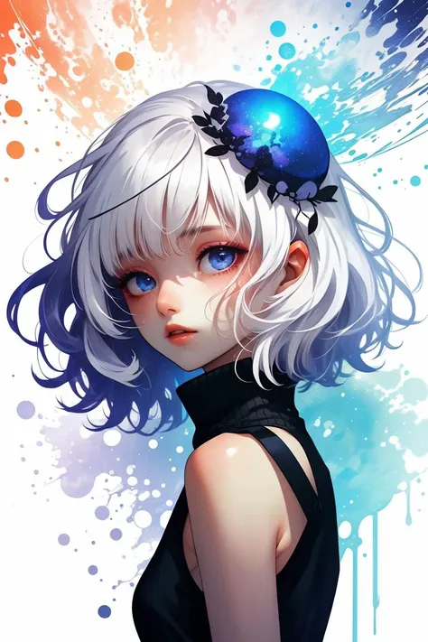 1girl, short hair, white hair, x hair ornament, blue eyes, 
parted lips, bangs, 
looking at viewer, 
tank top, bare shoulders,
 <lora:SiestaV1.0-000001:1> siesta diad, <lora:LCM_LoRA_Weights_SD15:1>