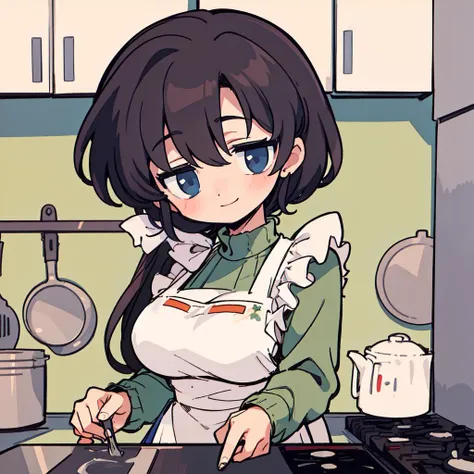 best quality,
solo,1girl,(chibi:1.2), tendou kasumi,Apron_Pinkish_White_Ribbon, Green_Turtleneck_Shirt_Blue_Skirt,light smile,head tilt,large breasts,
kitchen,
<lora:Tendou_KasumiV3:0.6:stop=15>,
<lora:fineline-v2:1.0>