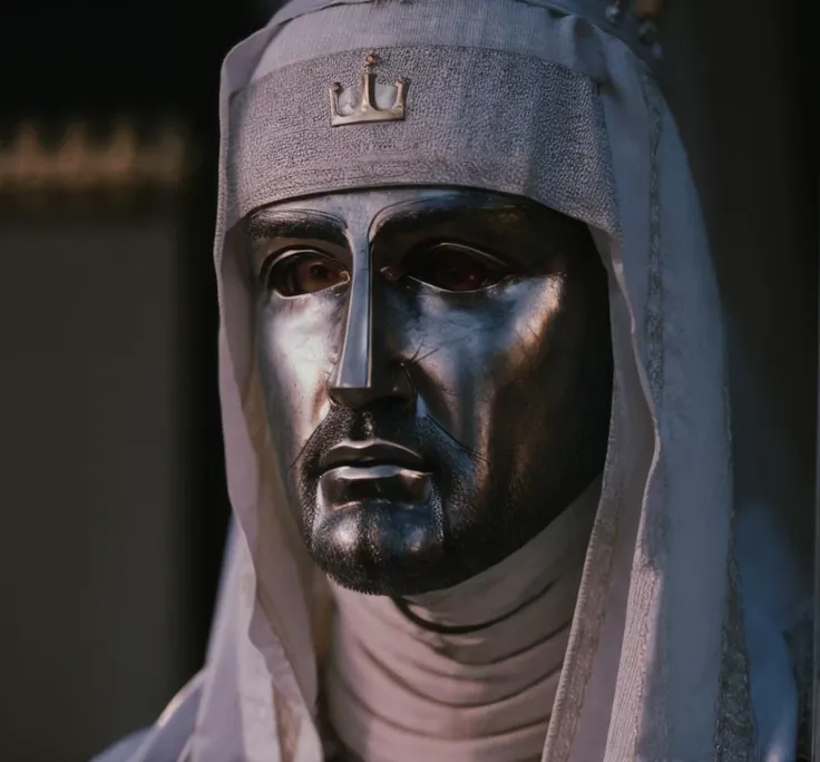 a close up of a statue of a man wearing a white robe