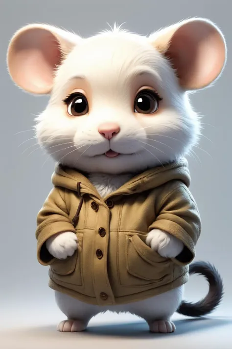 a close up of a mouse wearing a jacket and standing