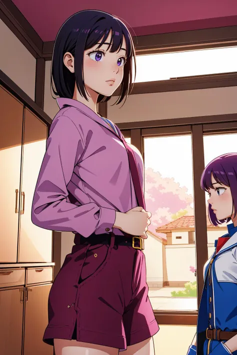 anime image of two women in a kitchen with a window