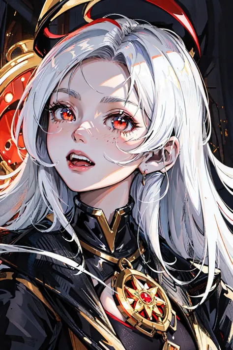 vampire, red alchemy potions, red alchemy potion, potion bottle, glowing red potion, masterpiece, best quality, ultra-detailed, illustration, ultra-detailed face, best quality face, evil, 30 years old, adult, 1girl, 30 years old, no human, white hair, alch...