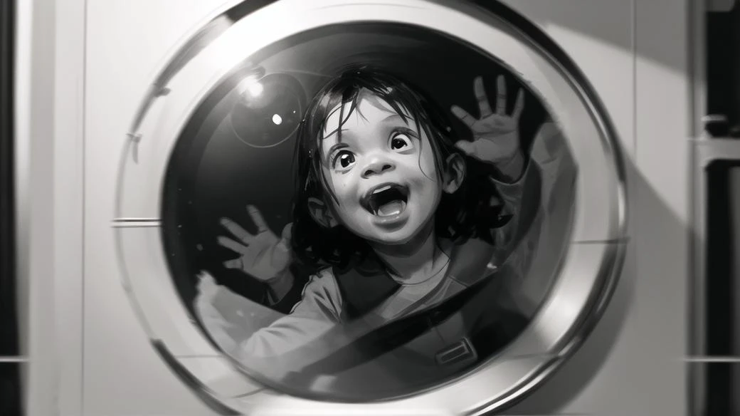 storyboard art,black and white,front view,1boy,,short hair,A child Stick it on the glass and make faces,a circular window in the playground,hands on glass,<lora:dan_milligan:0.6>,cute,happy,(wearing google:1.2),outdoor,cloud,sunshine,fisheye reflection,