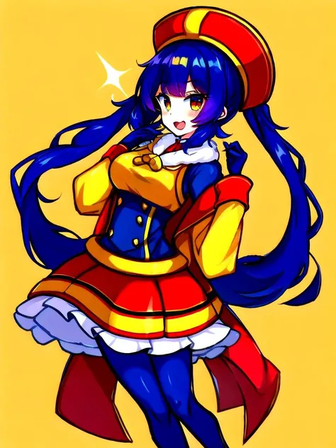 a drawing of a woman in a red and yellow outfit