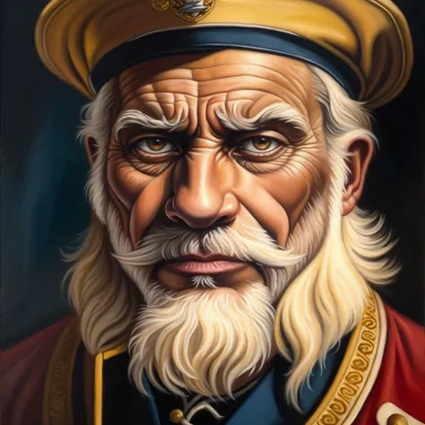 old captain, portrait, (oil painting)