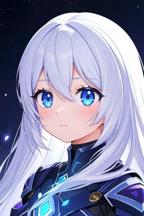 anime girl with long white hair and blue eyes