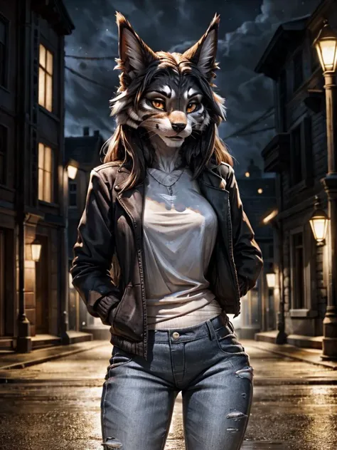 a close up of a person in a cat mask standing on a street