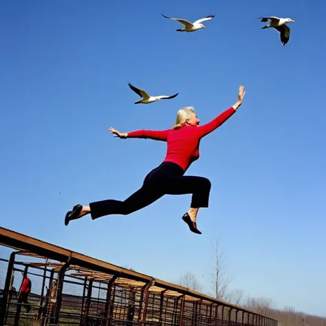 archive picture of OPs mom flying like a bird