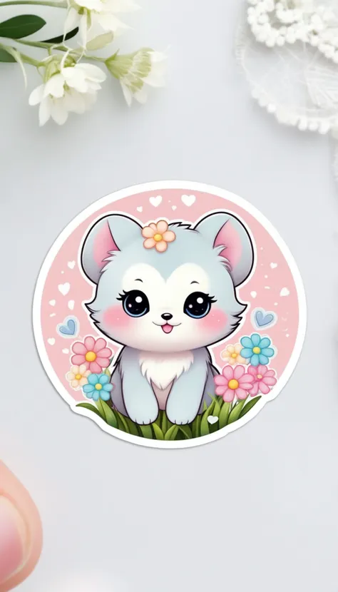 a close up of a sticker with a cat on it