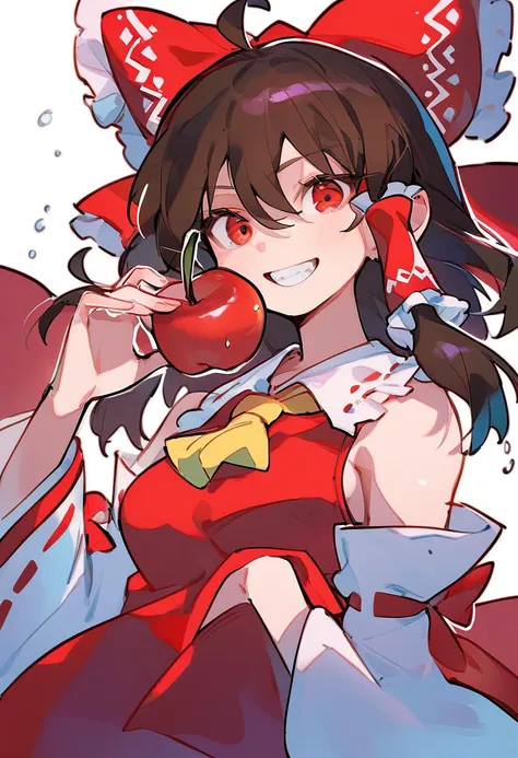 anime girl with a red apple in her hand