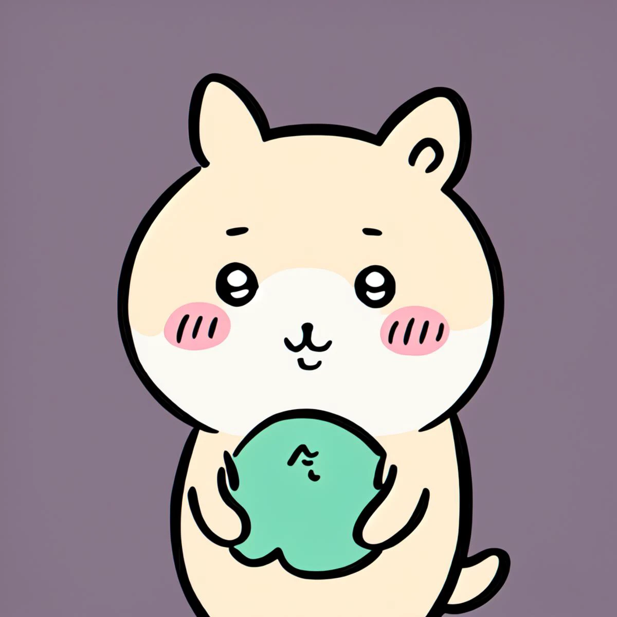 cartoon cat holding a green apple in its paws