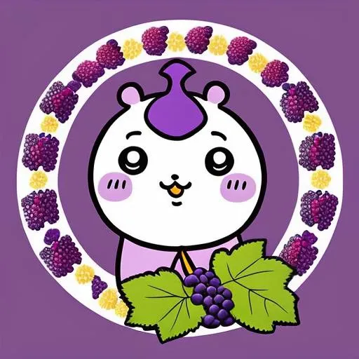 a close up of a cartoon animal with a bunch of grapes