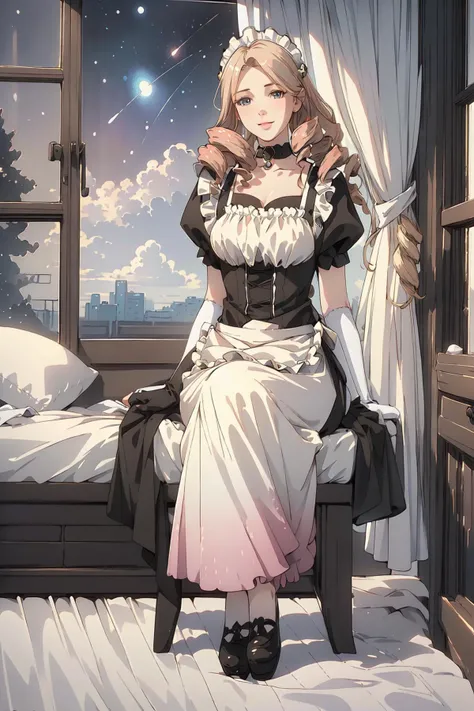 <lora:Overlord - [Girlpack] - Version 1:0.4>, (solution:1.1) , (solo, 1girl), (pale skin:1.1), (beautiful, 17 years old:1.4), (huge breasts:1.1), (choker,maid, elbow_gloves, maid_headdress , white_apron, maid_apron, black_gloves, collar), ((detail traven):...