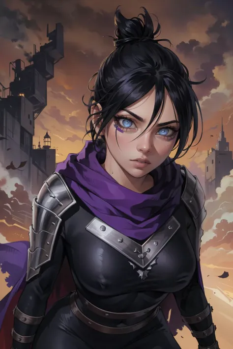 best quality, intricate details,


1girl, wraith,  <lora:wraithApexLegends_v20:0.8>blue eyes, detailed eyes, expressive detailed eyes, wide eyed, detailed pupils, black hair, short hair, single hair bun, jacket, short cape, futuristic light body armor, ski...