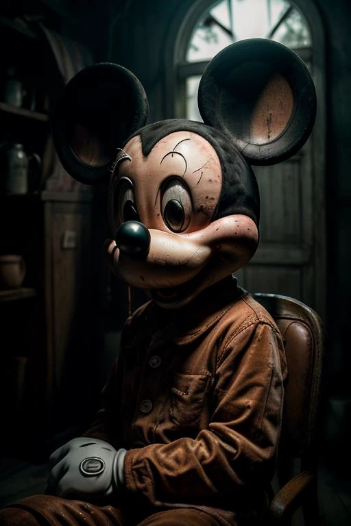masterpiece, (photorealistic:1.4),creepy mickey mouse,  RAW photo, 8k uhd, ((film grain)) ,  <lora:mickey mouse:0.6>