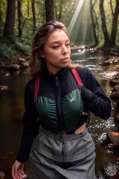 DEN_pollyy_SG
(walking by a river in a rich atmospheric (woodland forest:1.2) wearing (hiking gear:1.3), (god rays:1.3), (atmospheric:1.1), scenic:1.1),
bokeh, f1.4, 40mm, photorealistic, raw, 8k, textured skin, skin pores, intricate details  <lora:epi_noi...