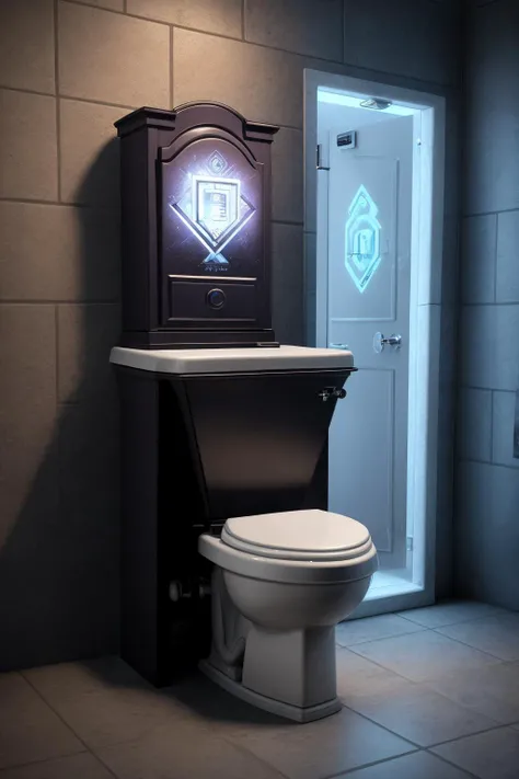 A ((toilet)) with colorful gl0w1ngR, Glowing with wide range, <lora:Glowing RunesR3:1>,