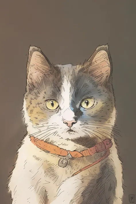 masterpiece,best quality,portrait of a cat ,illustration,<lora:tbh112-:1>,style of Gregory Fromenteau