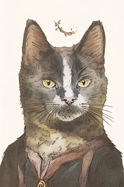 masterpiece,best quality,portrait of a cat ,illustration,<lora:tbh112-:1>,style of Gregory Fromenteau