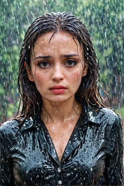 <lora:Ann1:1>, 1woman standing in the rain looking sad