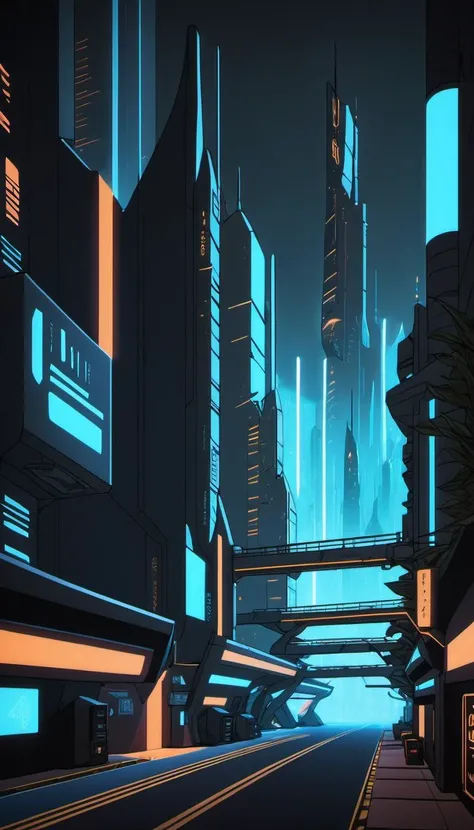 <lora:Everly_Heights_Backgrounds_New_Settings:.5> A futuristic cyberpunk cityscape at night.